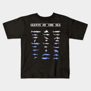 Giants of the sea shalk dolphin orca killer whale aquatic animals big turtle. Kids T-Shirt